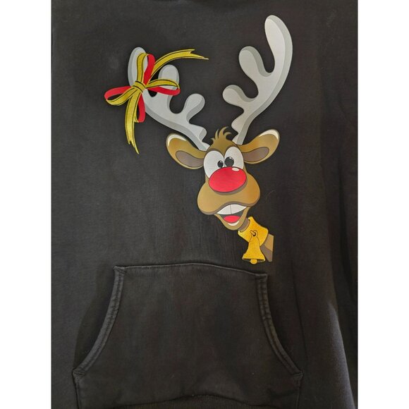 Reindeer Hoodie Rudolph Womens Small Holiday Sweatshirt Funny Casual Wear - Picture 8 of 8